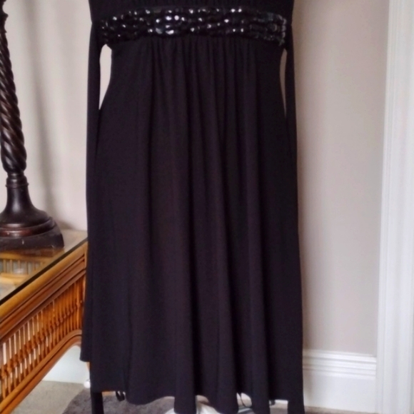 BISOU BISOU by MICHELLE BOHBOT... Little Black Stretch DRESS with Beaded Belt!! - Picture 3 of 5